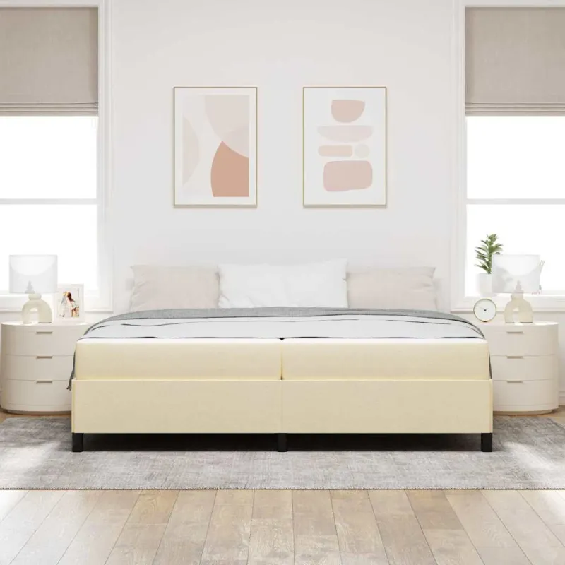 Kiemas lova su čiužiniu Kreminė 200 x 200 cm audinys