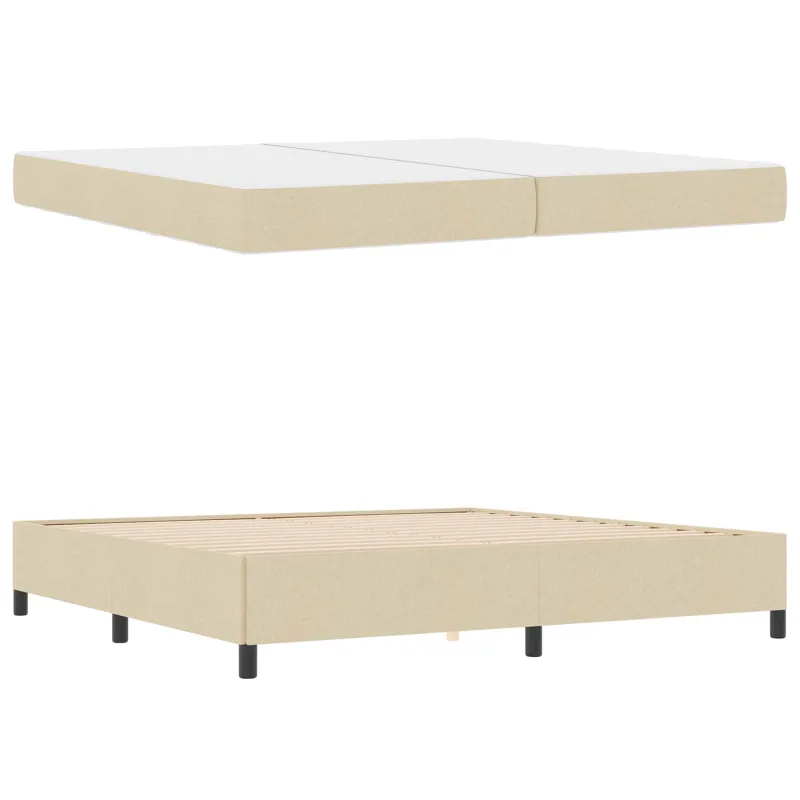 Kiemas lova su čiužiniu Kreminė 200 x 200 cm audinys