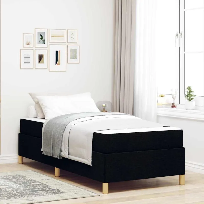 Lovos rėmas su čiužiniu Juoda 90 x 200 cm audinys