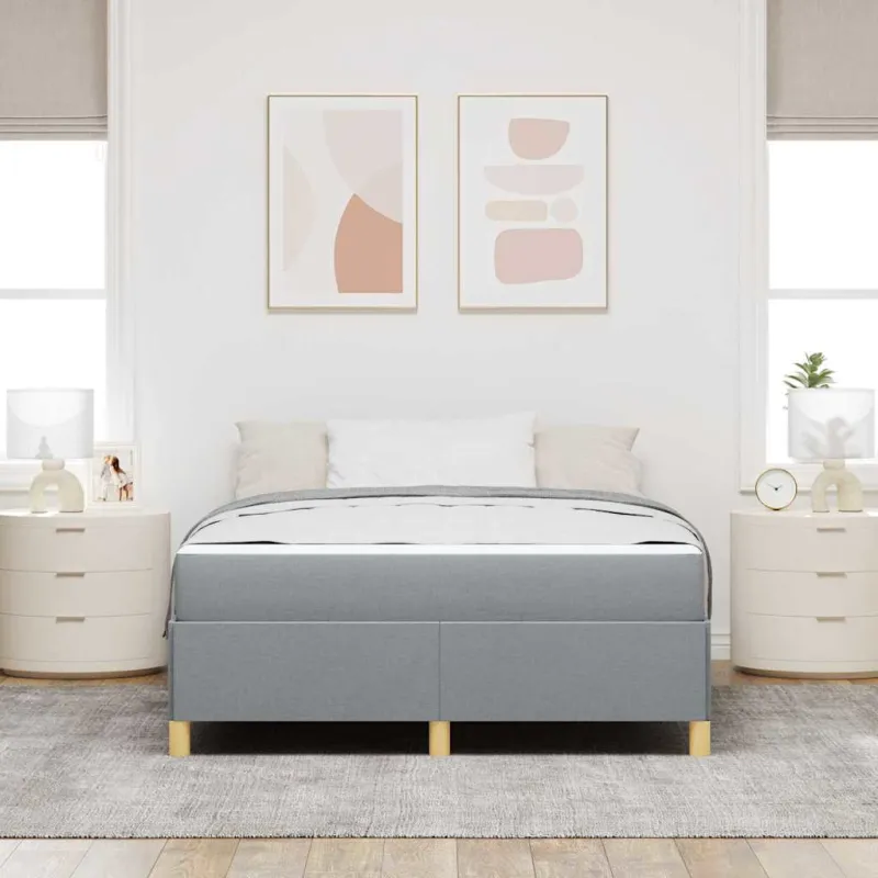Lovos rėmas su čiužiniu Šviesiai pilka 160 x 200 cm audinys
