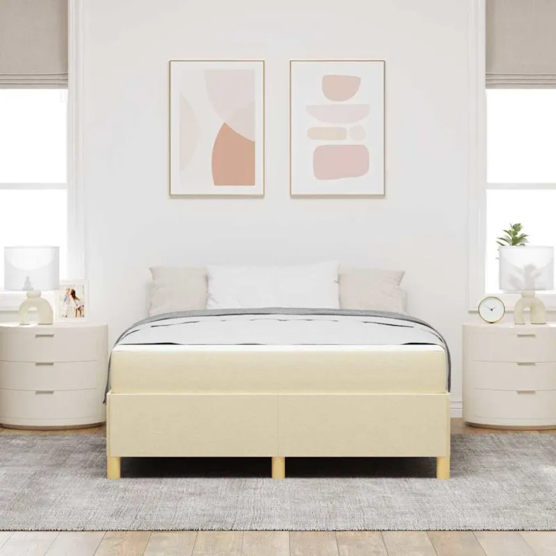 Lovos rėmas su čiužiniu Kreminė 160 x 200 cm audinys