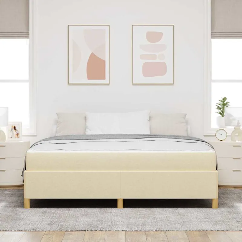 Lovos rėmas su čiužiniu Kreminė 180 x 200 cm audinys