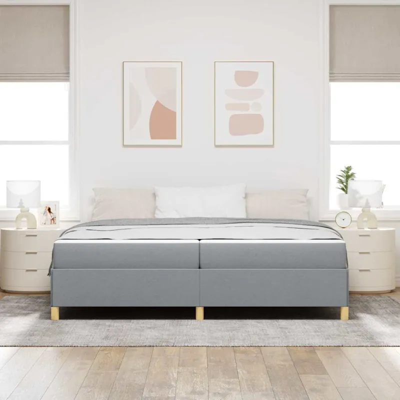 Lovos rėmas su čiužiniu Šviesiai pilka 200 x 200 cm audinys