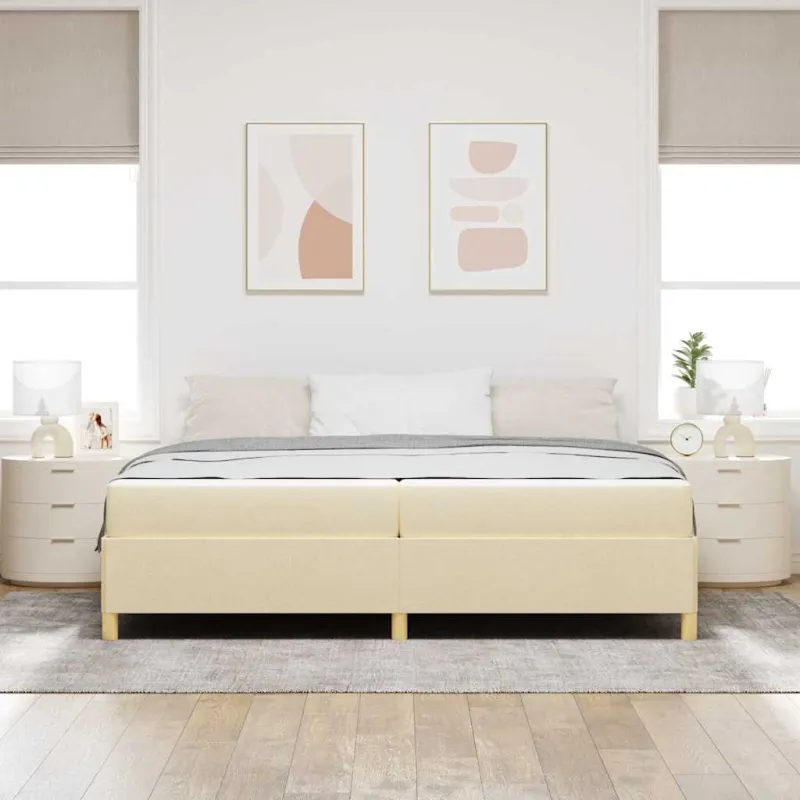 Lovos rėmas su čiužiniu Kreminė 200 x 200 cm audinys