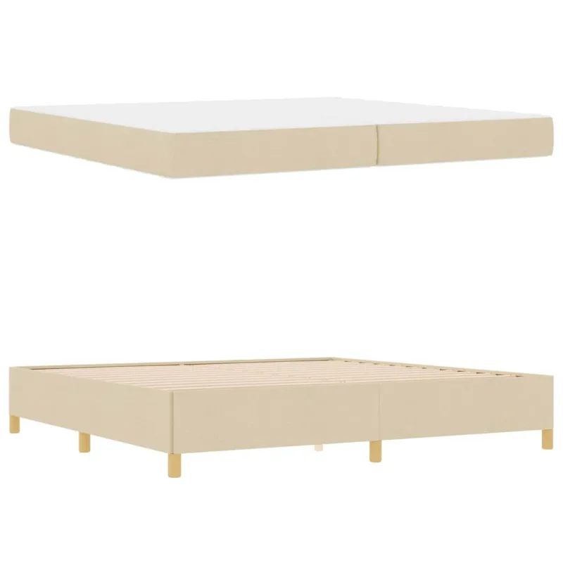 Lovos rėmas su čiužiniu Kreminė 200 x 200 cm audinys