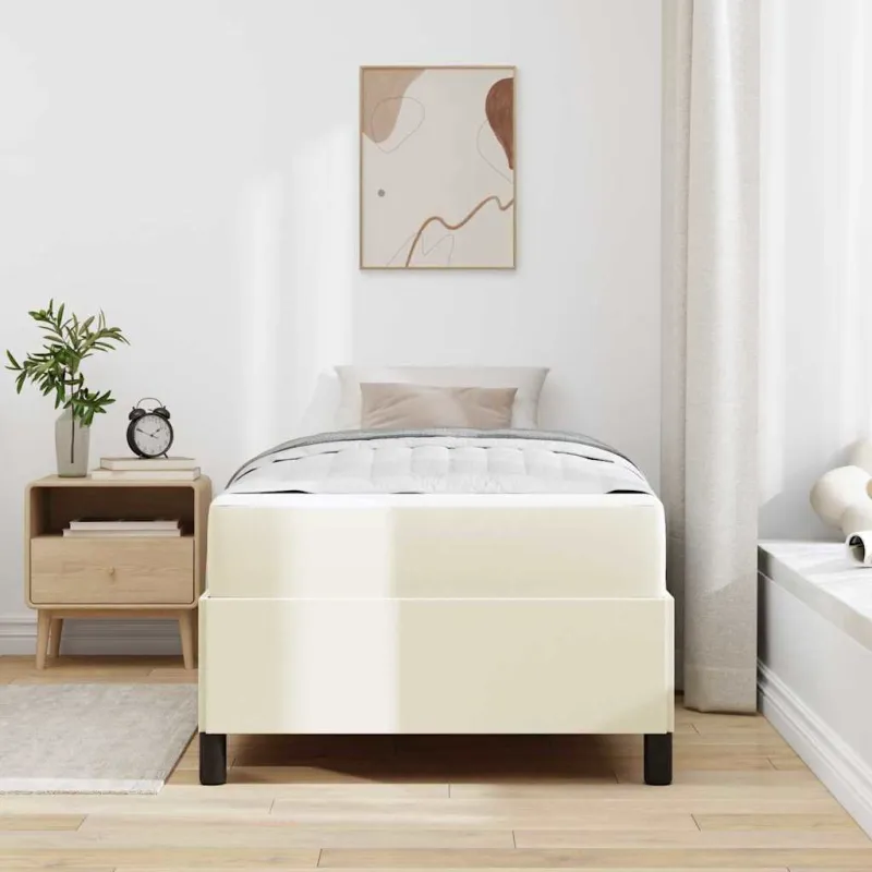 Lovos rėmas su čiužiniu Kreminė 90 x 200 cm audinys