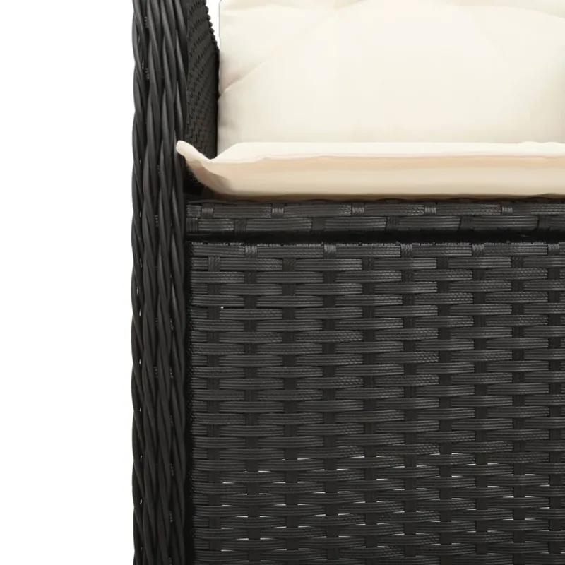 Sodo Bistro -setti pehmusteilla, 5-os osat, musta, rattan