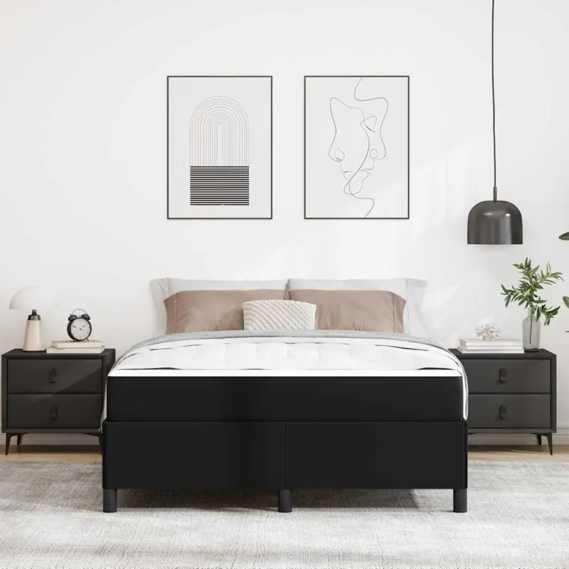 Lovos rėmas su čiužiniu Juoda 140 x 190 cm audinys