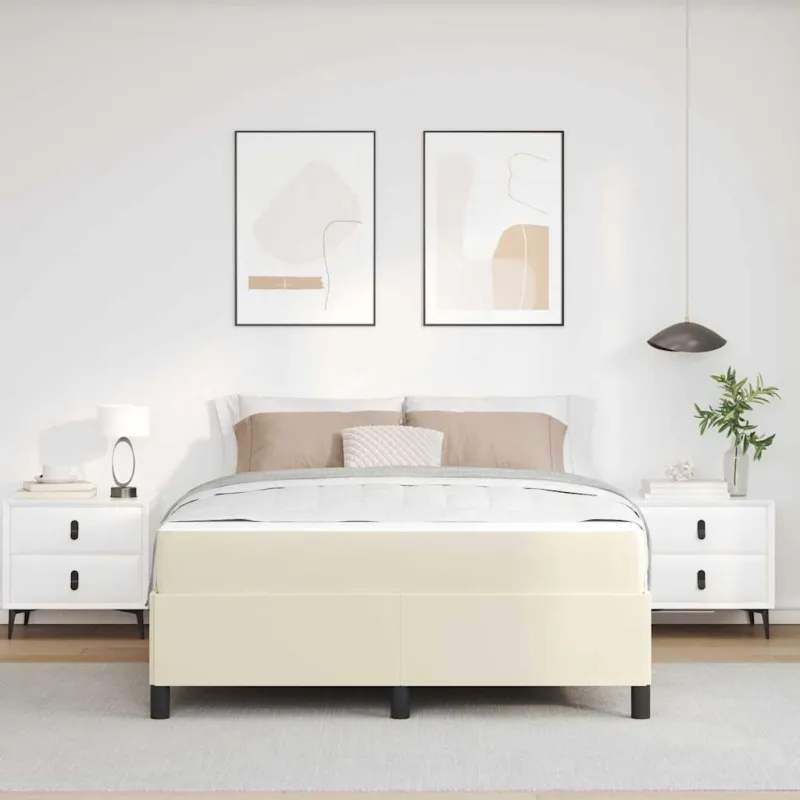 Lovos rėmas su čiužiniu Kreminė 140 x 190 cm audinys