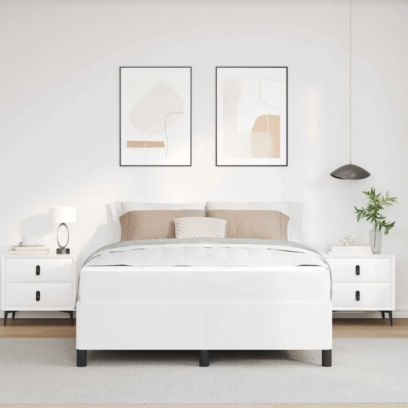 Lovos rėmas su čiužiniu Balta 140 x 200 cm audinys