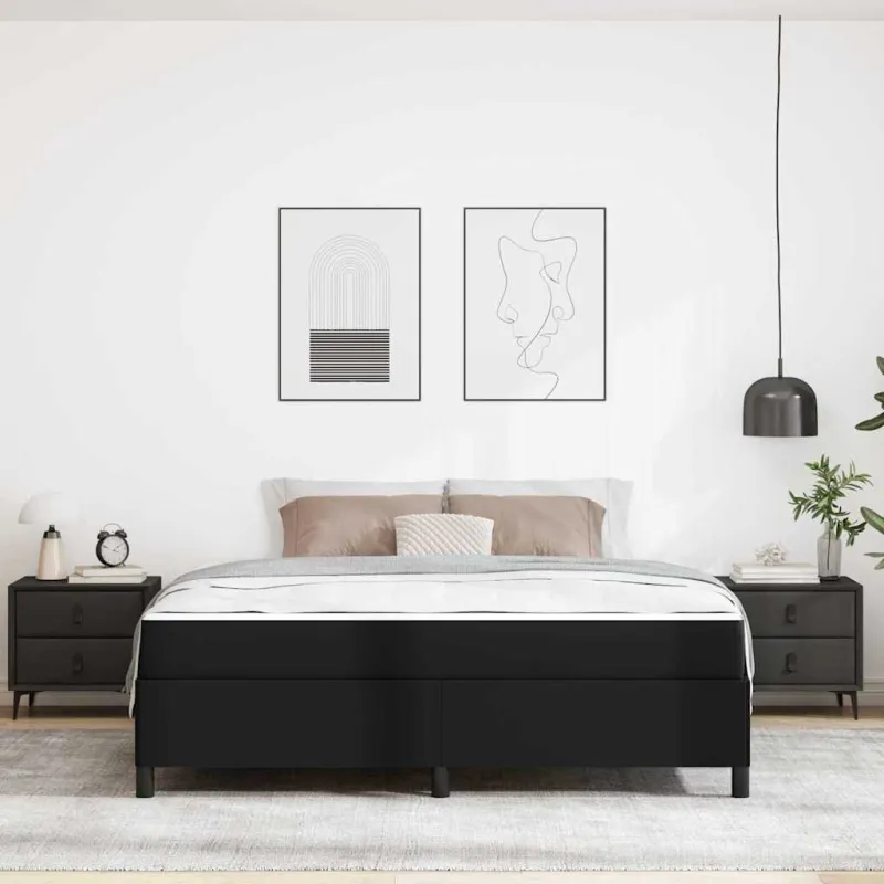 Lovos rėmas su čiužiniu Juoda 180 x 200 cm audinys