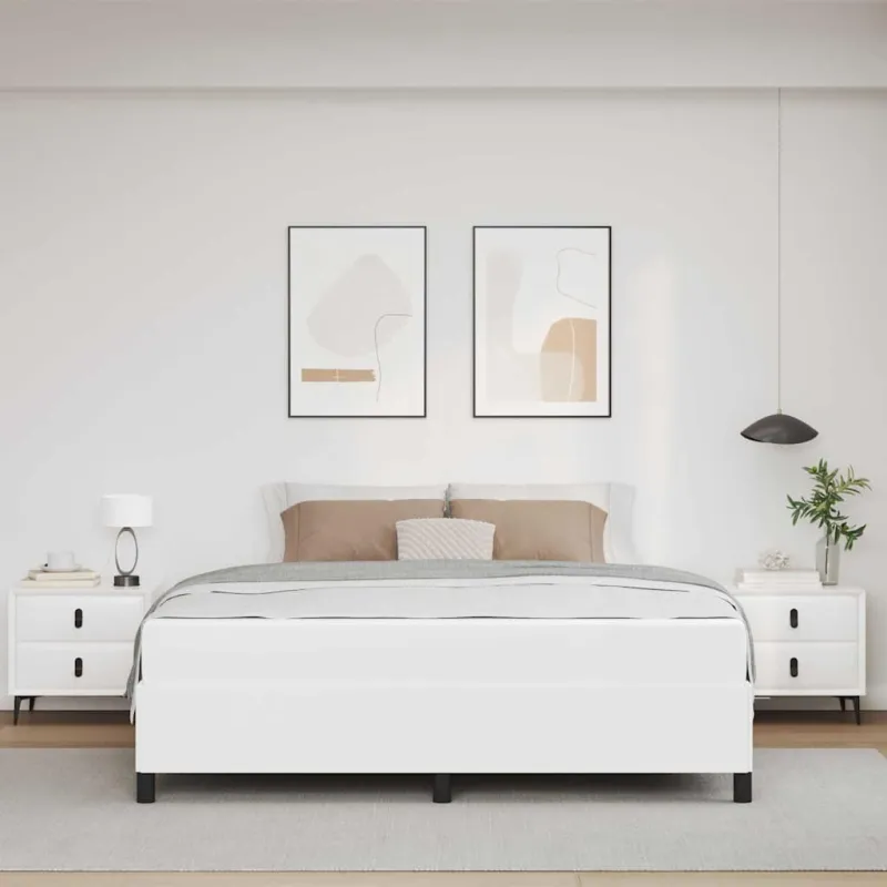 Lovos rėmas su čiužiniu Balta 180 x 200 cm audinys
