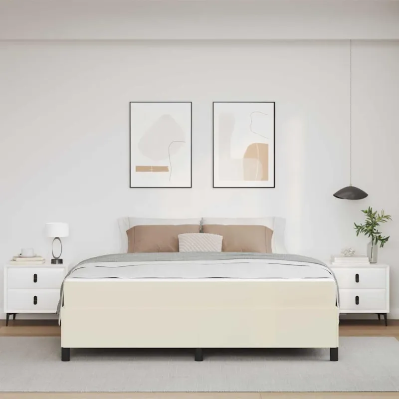 Lovos rėmas su čiužiniu Kreminė 180 x 200 cm audinys