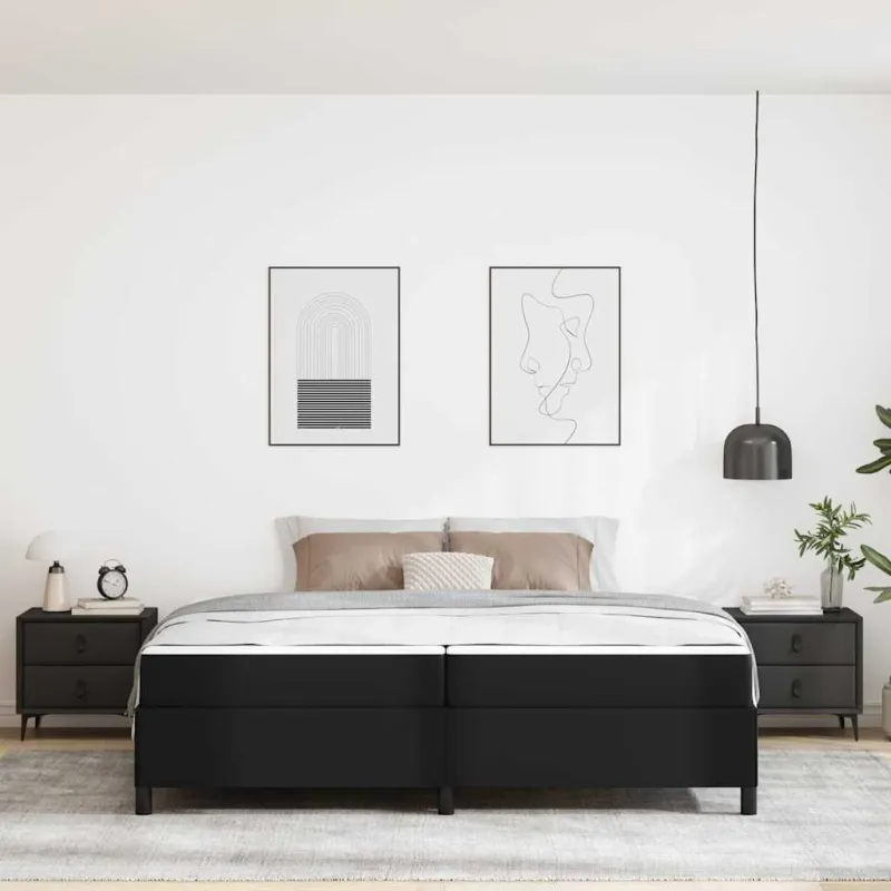 Lovos rėmas su čiužiniu Juoda 200 x 200 cm audinys