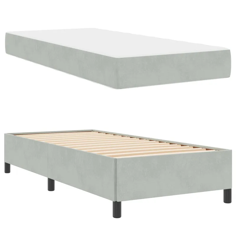 Lovos rėmas su čiužiniu Šviesiai pilka 80 x 200 cm audinys