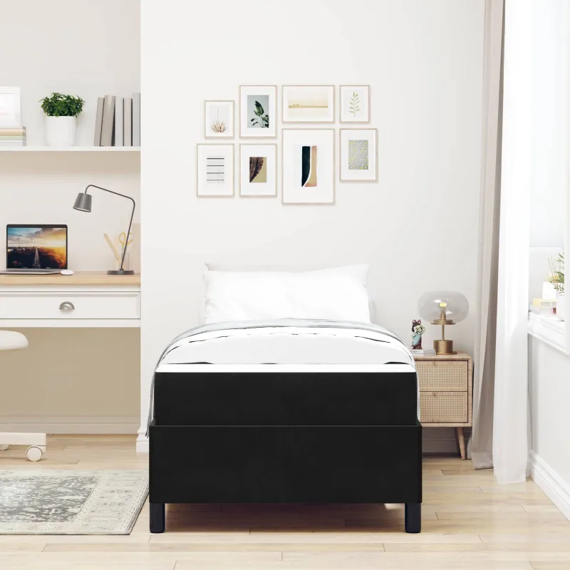 Lovos rėmas su čiužiniu Juoda 80 x 200 cm audinys