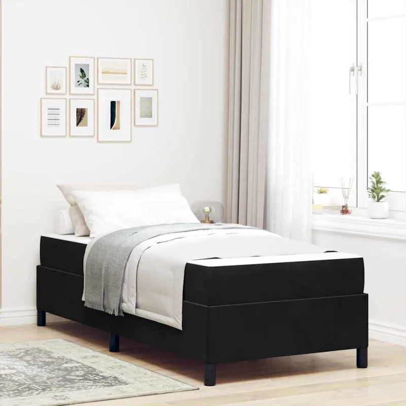 Lovos rėmas su čiužiniu Juoda 90 x 190 cm audinys