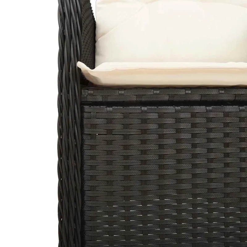 Sodo Bistro -setti pehmusteilla, 5-os osat, musta, rattan