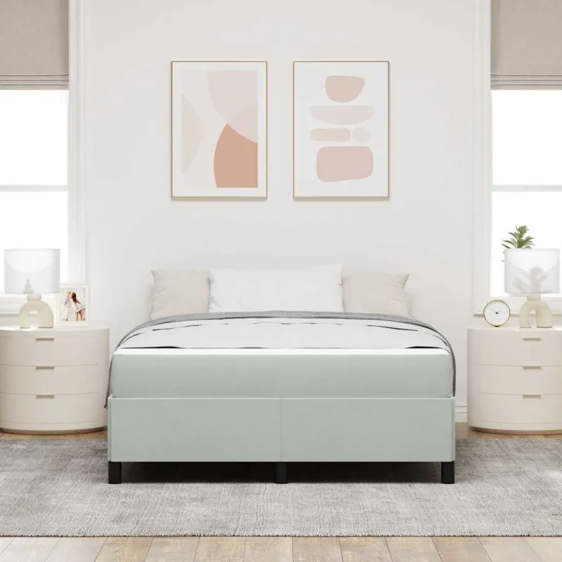 Lovos rėmas su čiužiniu Šviesiai pilka 160 x 200 cm audinys