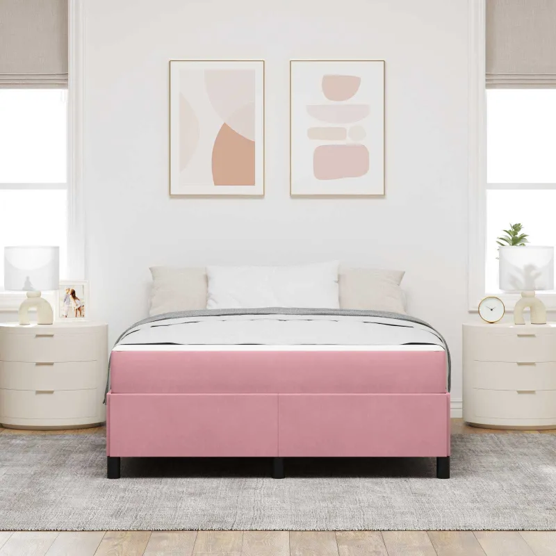 Lovos rėmas su čiužiniu Rožinė 160 x 200 cm audinys