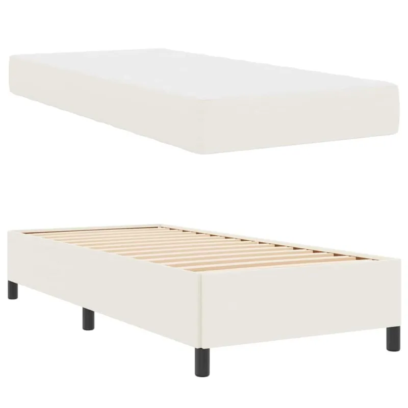 Lovos rėmas su čiužiniu Kreminė 90 x 200 cm audinys