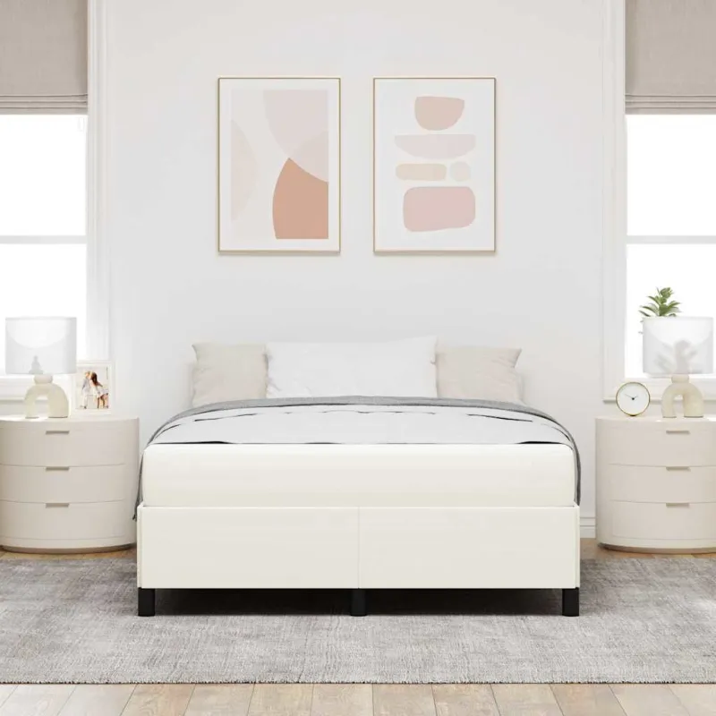 Lovos rėmas su čiužiniu Kreminė 160 x 200 cm audinys