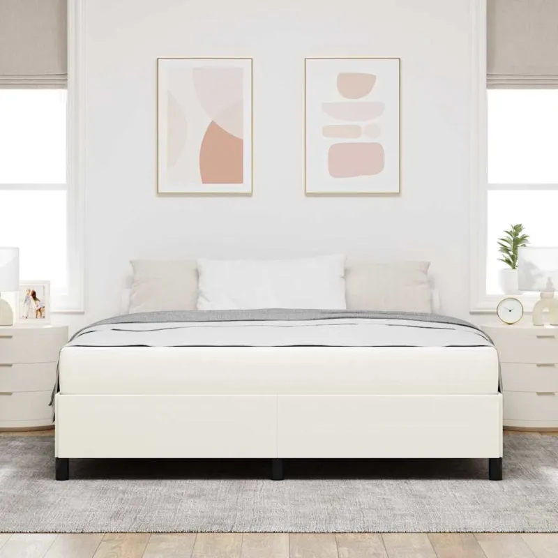 Lovos rėmas su čiužiniu Kreminė 180 x 200 cm audinys