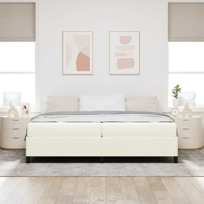 Lovos rėmas su čiužiniu Kreminė 200 x 200 cm audinys