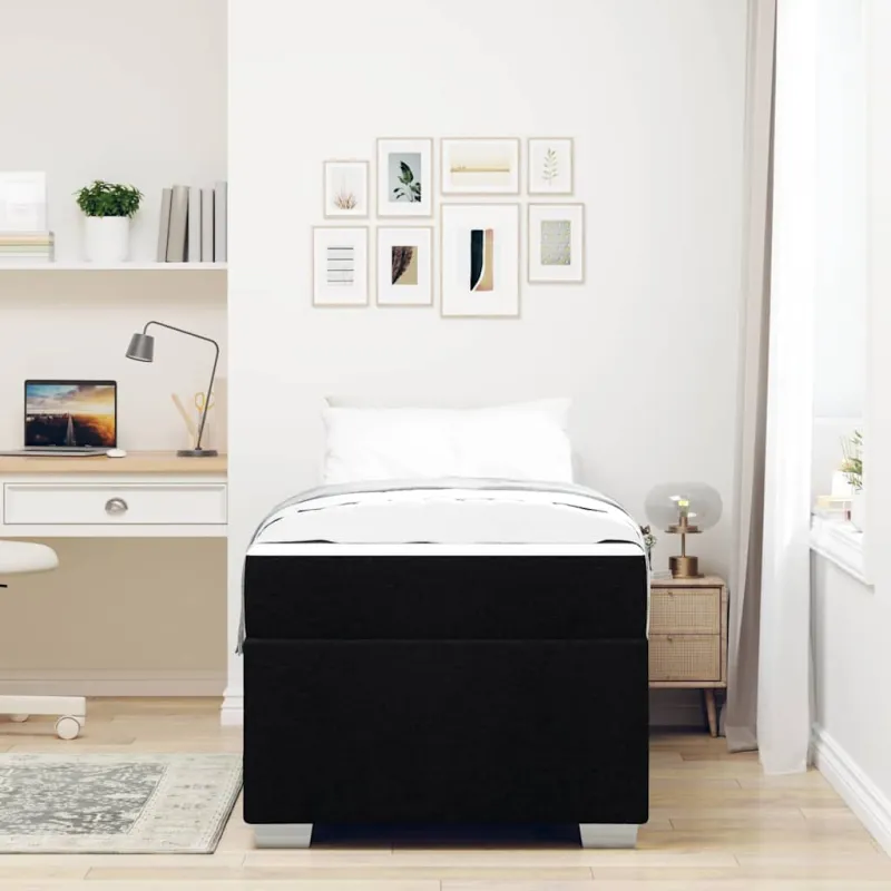 Lovos rėmas su čiužiniu Juoda 90 x 190 cm audinys