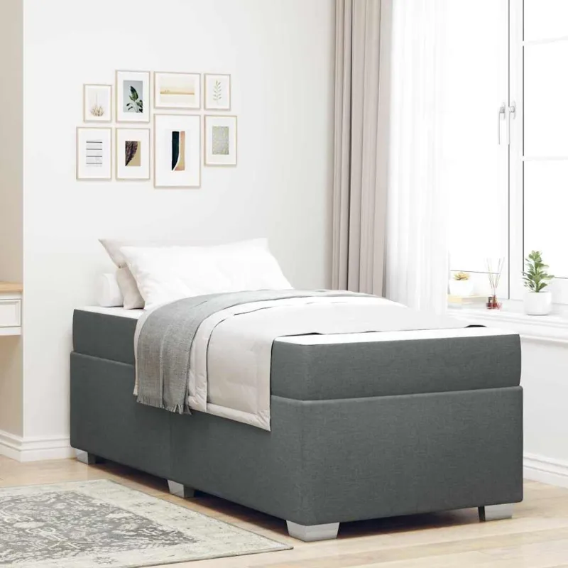 Lovos rėmas su čiužiniu Tamsiai pilka 90 x 200 cm audinys