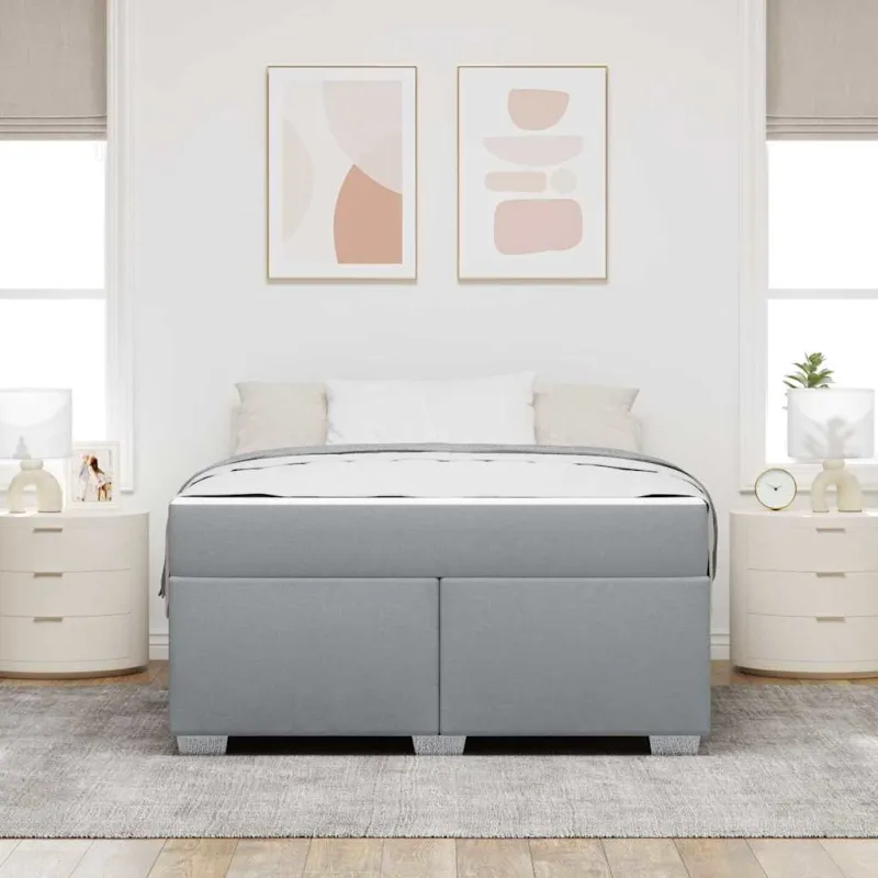 Lovos rėmas su čiužiniu Šviesiai pilka 160 x 200 cm audinys