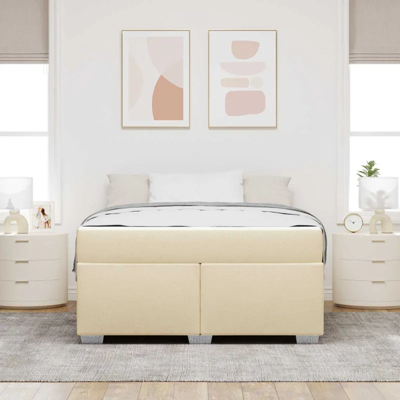 Lovos rėmas su čiužiniu Kreminė 160 x 200 cm audinys