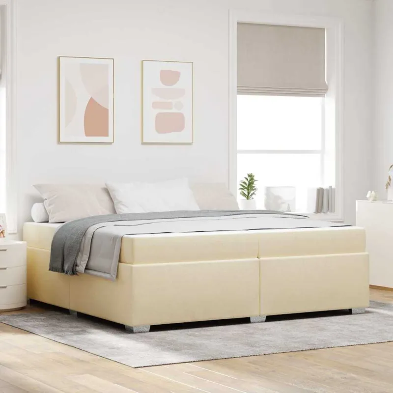 Lovos rėmas su čiužiniu Kreminė 200 x 200 cm audinys
