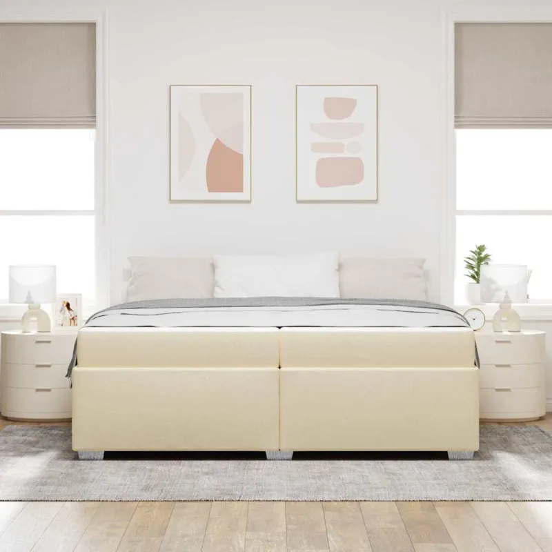 Lovos rėmas su čiužiniu Kreminė 200 x 200 cm audinys