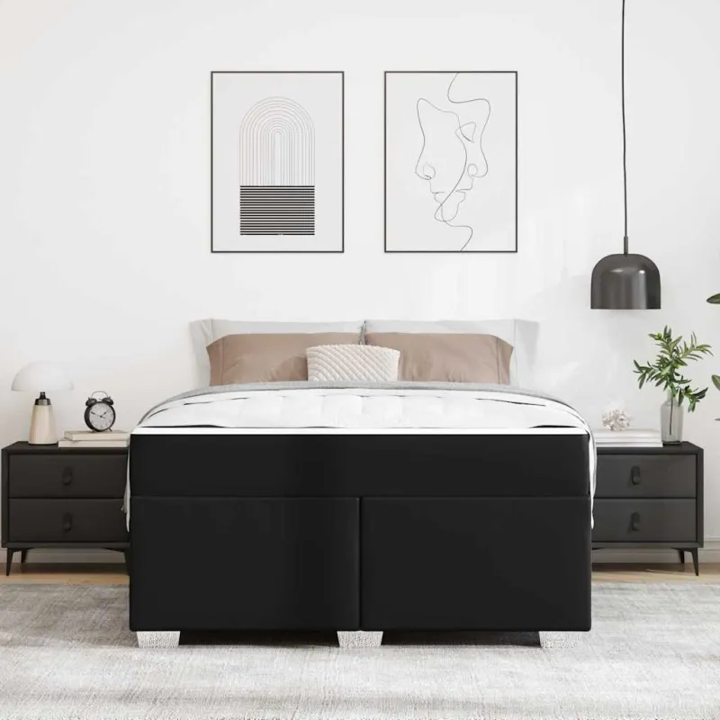 Lovos rėmas su čiužiniu Juoda 140 x 200 cm audinys