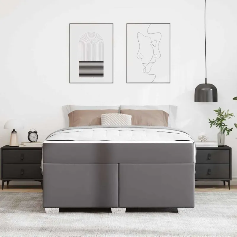 Lovos rėmas su čiužiniu Pilka 160 x 200 cm audinys