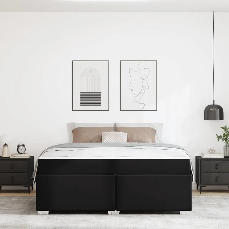 Lovos rėmas su čiužiniu Juoda 180 x 200 cm audinys
