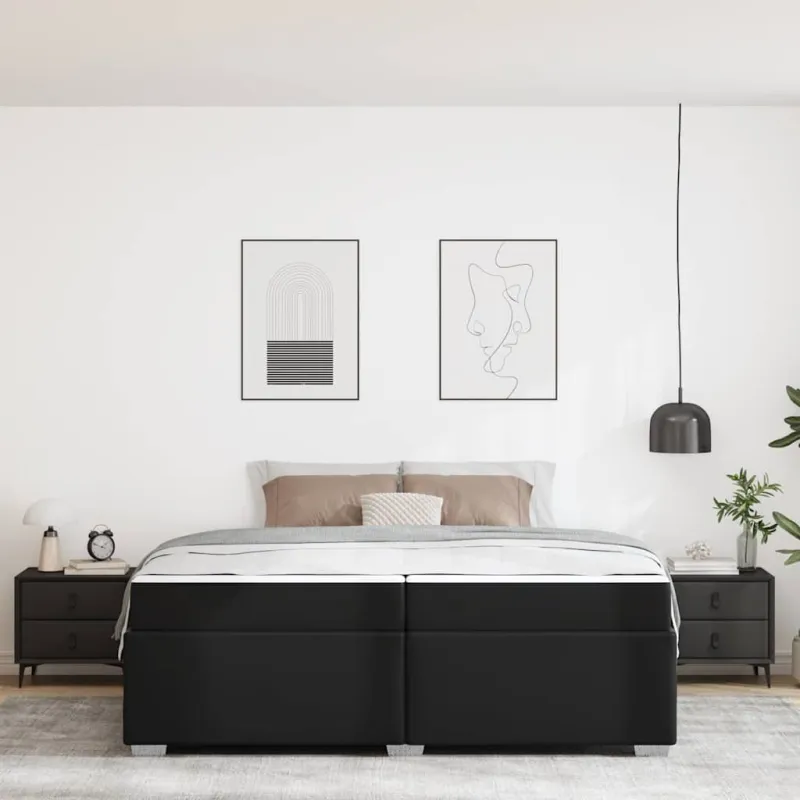 Lovos rėmas su čiužiniu Juoda 200 x 200 cm audinys