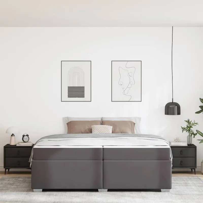 Lovos rėmas su čiužiniu Pilka 200 x 200 cm audinys