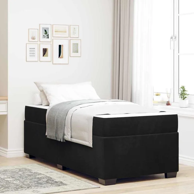 Lovos rėmas su čiužiniu Juoda 90 x 190 cm audinys