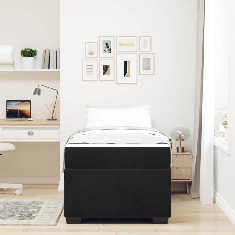 Lovos rėmas su čiužiniu Juoda 90 x 190 cm audinys