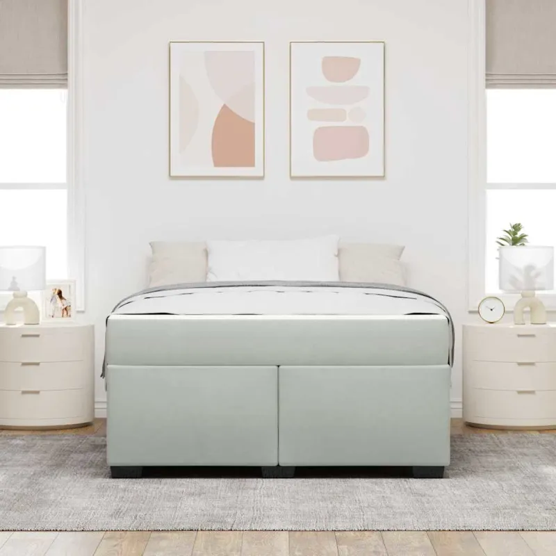 Lovos rėmas su čiužiniu Šviesiai pilka 160 x 200 cm audinys