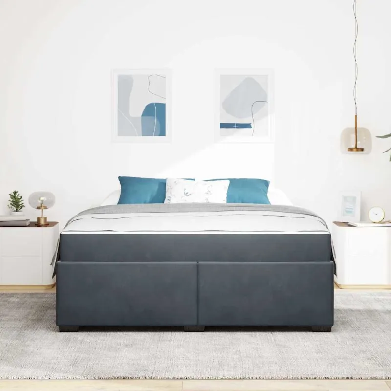Lovos rėmas su čiužiniu Tamsiai pilka 180 x 200 cm audinys