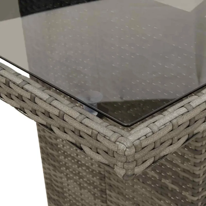 Bistro-Setti pehmusteilla, 9-os osia, harmaa, polyrattaniâ