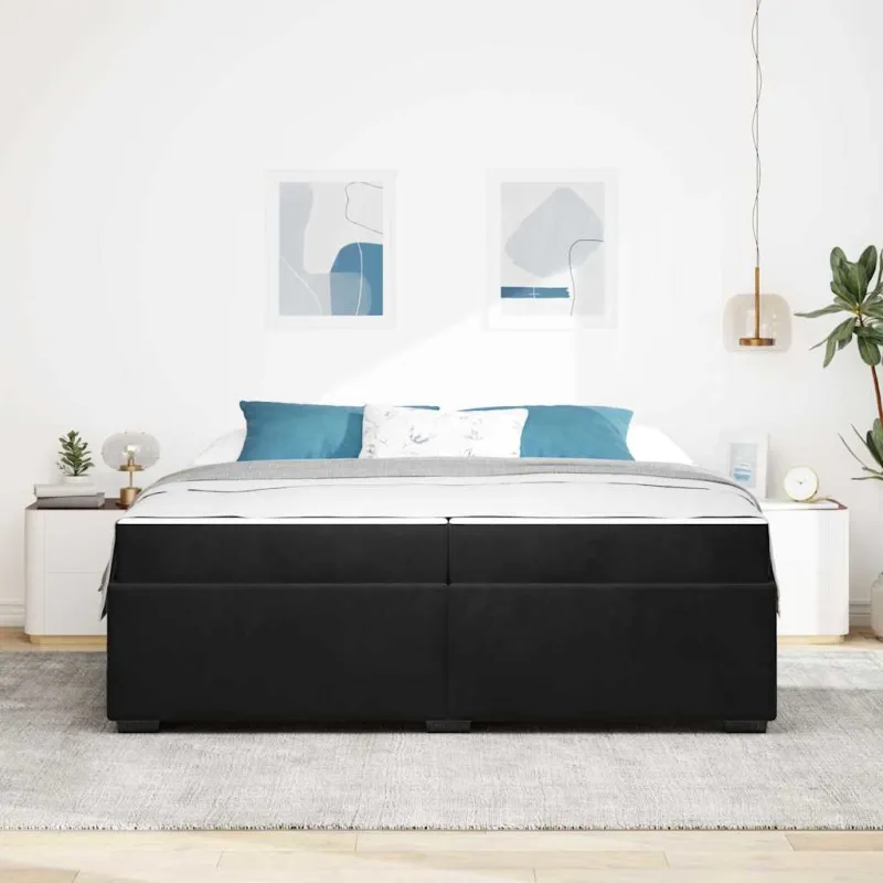 Lovos rėmas su čiužiniu Juoda 200 x 200 cm audinys