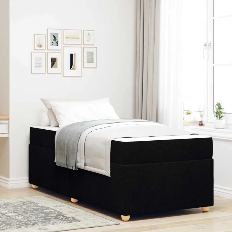 Lovos rėmas su čiužiniu Juoda 90 x 190 cm audinys