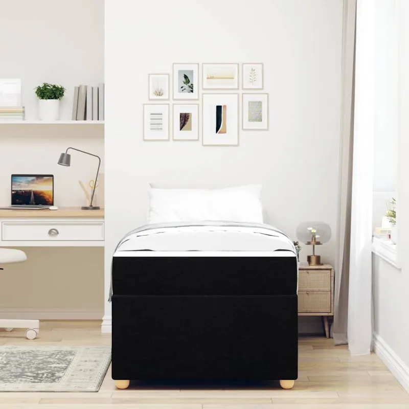 Lovos rėmas su čiužiniu Juoda 90 x 200 cm audinys