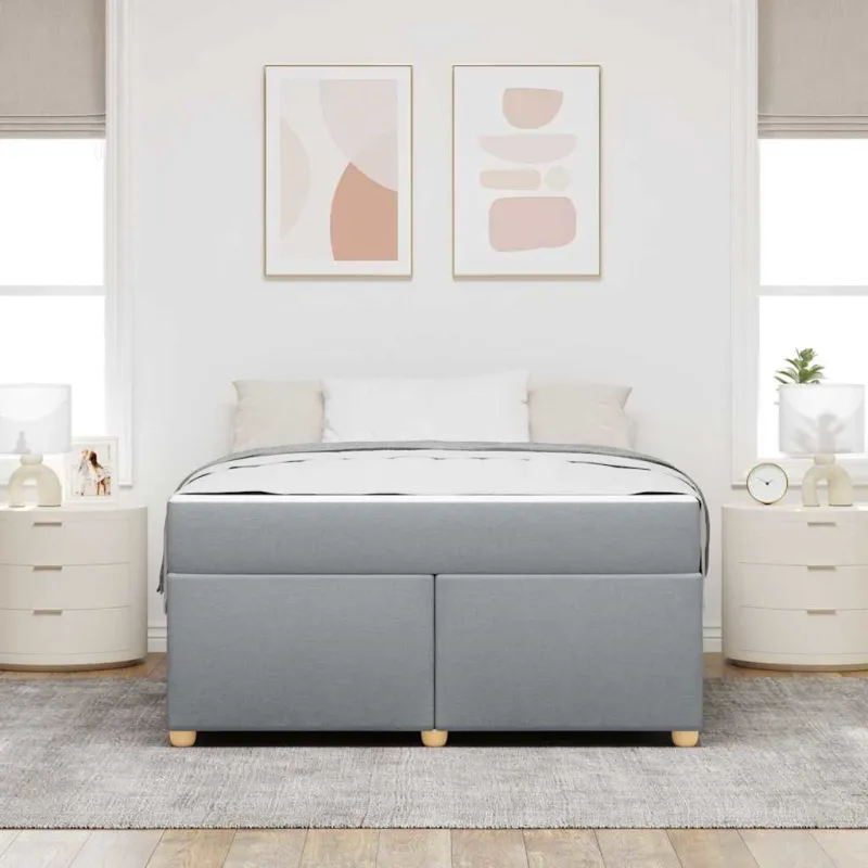 Lovos rėmas su čiužiniu Šviesiai pilka 140 x 200 cm audinys