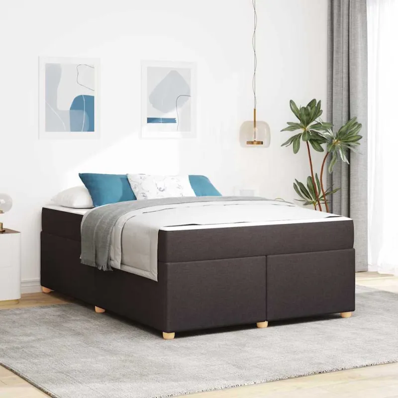 Lovos rėmas su čiužiniu Tamsiai rudas 160 x 200 cm audinys