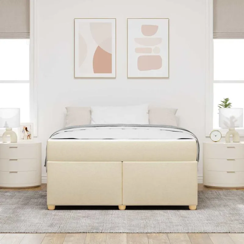 Lovos rėmas su čiužiniu Kreminė 160 x 200 cm audinys